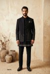 Black Outluk Wedding Vol 65 Lachaka Embroidery Mens Indo Western W6505